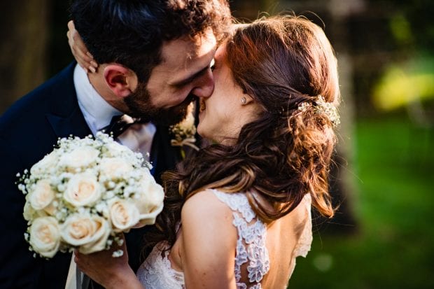 Fotografo di Matrimonio Intimo e Romantico Càmp di Cènt Pertig Ritratto sposa e sposo