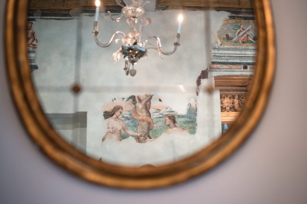 Particolare degli interni di Villa Parravicino Sossnovsky decorati per il ricevimento di Marika e David