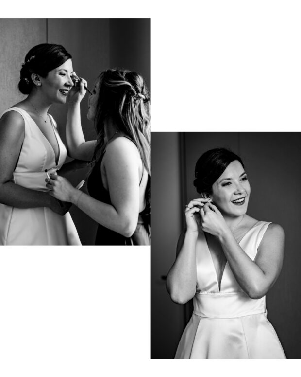 Fase finale preparazione Carolina, ultimi ritocchi al trucco ed orecchini